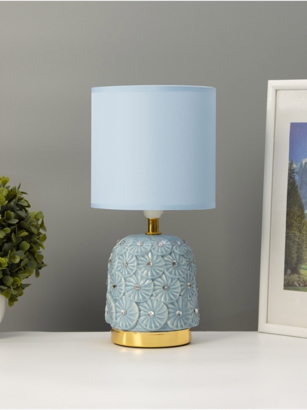 Лампа настольная "Букет" 1х40Вт Е14 голубой 14,5х14,5х30см МОДЕЛЬ: