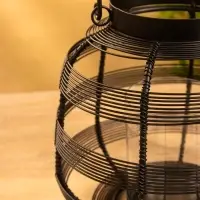 Подсвечник фонарь со стеклянной колбой, 19×19×18 см, d=9 см, металл, чёрный