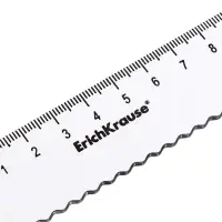 Линейка 15 см ErichKrause Clear, пластиковая, с волнистым краем, прозрачная