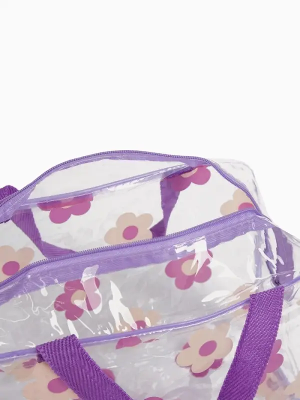 Косметичка - сумка на молнии для бассейна &laquo;Цветочки&raquo;, с ручками, прозрачная