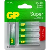 Батарейка алкалиновая GP Super, AA, LR6-10BL, 1.5 В, 8+2 шт.