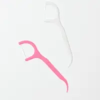 Флоссеры - зубочистки с зубной нитью Доляна, набор 20 шт., 7.5&times;1.5 см, белый, розовый