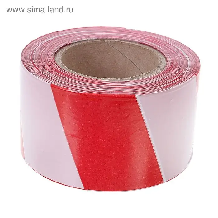 Лента сигнальная &laquo;Оградительная&raquo;, 250 м, ширина 7.5 см, толщина 35 мкм, красная, белая