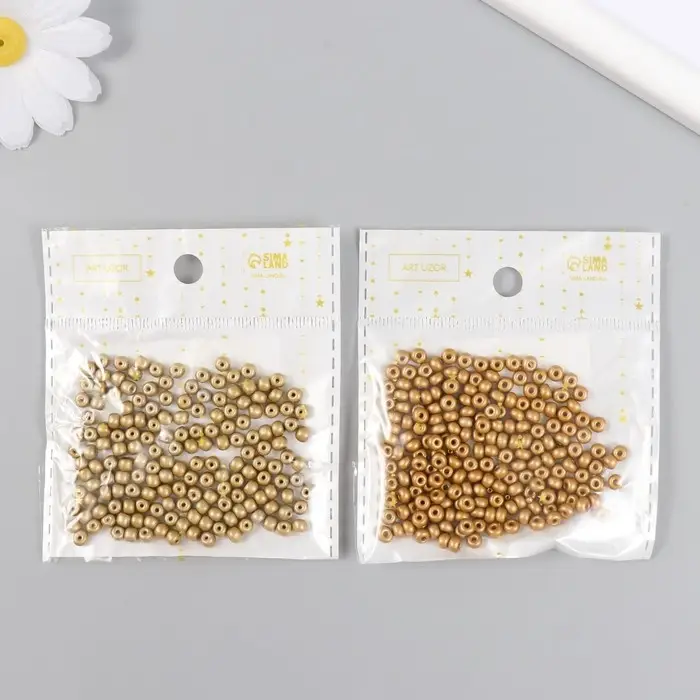 Бисер стекло 6/0  Бисер стекло 6/0 "Золотой" 15 гр МИКС