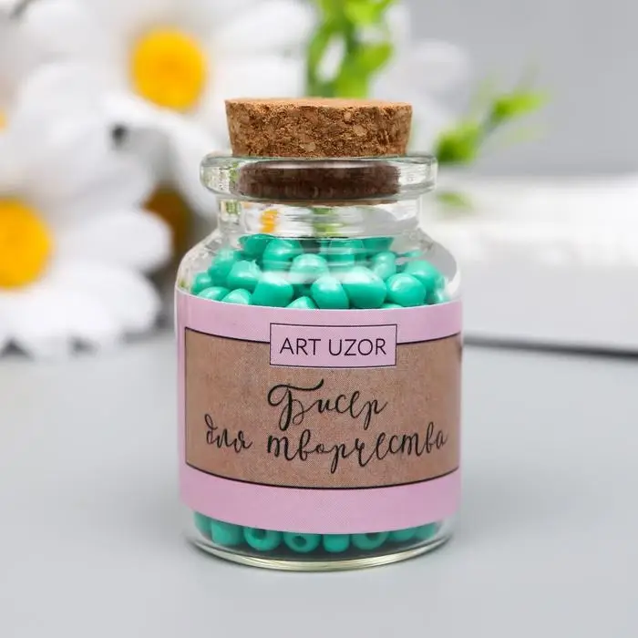 Бисер круглый 6/0 в бутылочке  Бисер круглый 6/0 в бутылочке "Изумрудный" 20 гр