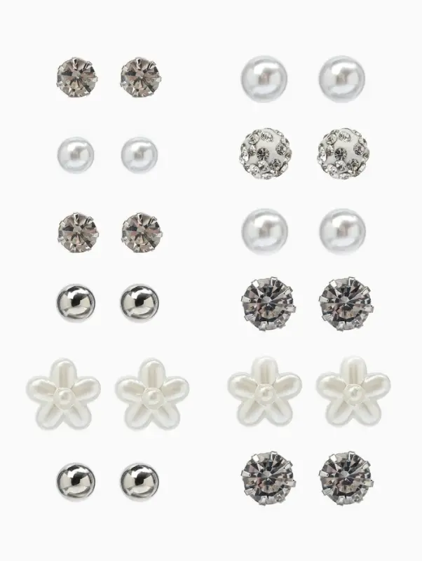 Серьги пусеты One year, 12 пар, строгий стиль, миксы