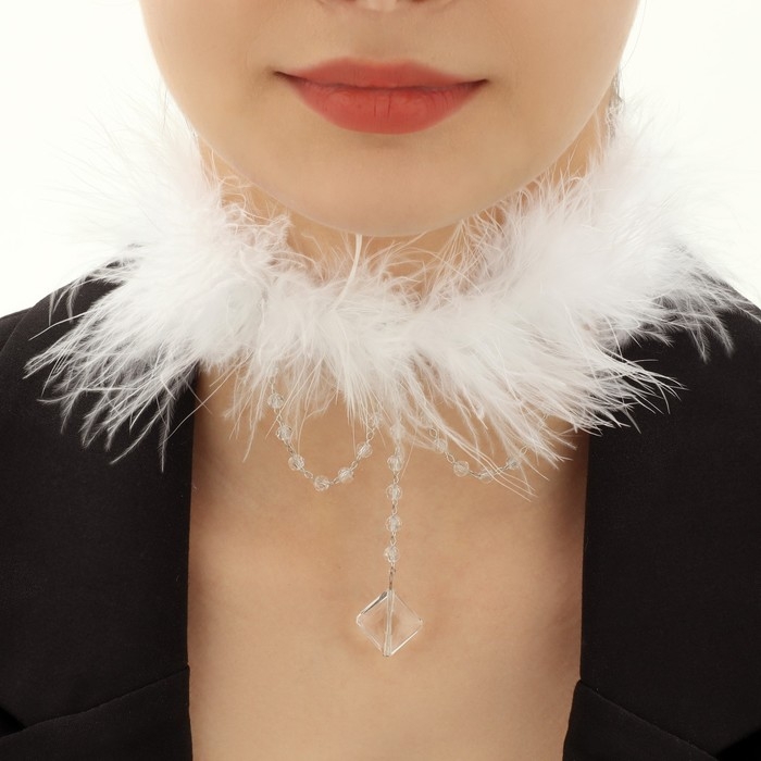 Чокер «Легкость» с бусинами, цвет белый, металл серебро, 48 см Чокер «Легкость» с бусинами, цвет белый, металл серебро, 48 см