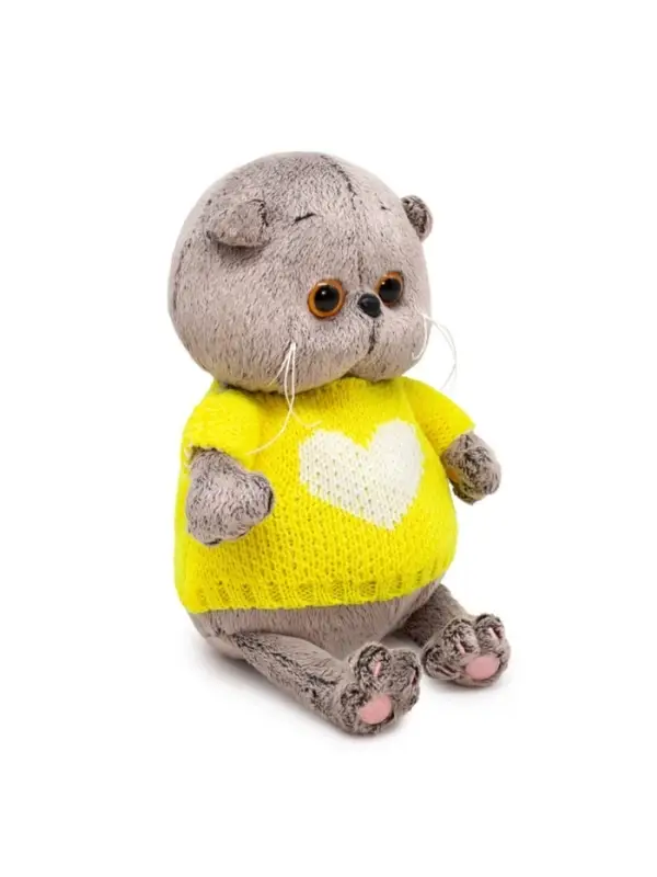 Мягкая игрушка &laquo;Кот Басик BABY&raquo;, в свитере с сердцем, 20 см