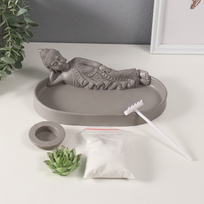 Сад Дзен  Сад Дзен "Статуя лежащего будды" серый, песок 25х15,5х8 см