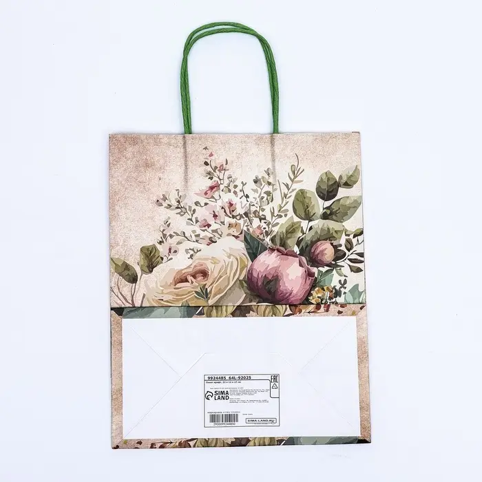 Пакет крафт «Цветы» 21×11×27 см Пакет крафт «Цветы» 21×11×27 см