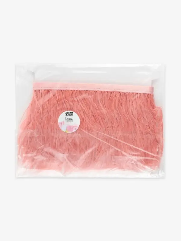 Перья страуса декоративные, на ленте, 8-10 см, 5&plusmn;0.5 м, тёмно-бежевые