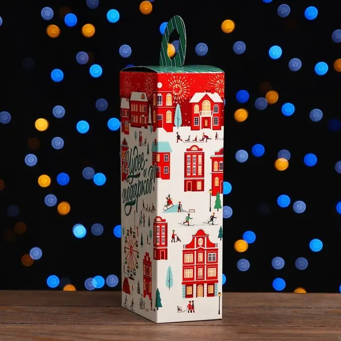 Коробка новогодняя подарочная складная «Лунапарк» 10×6×21 см