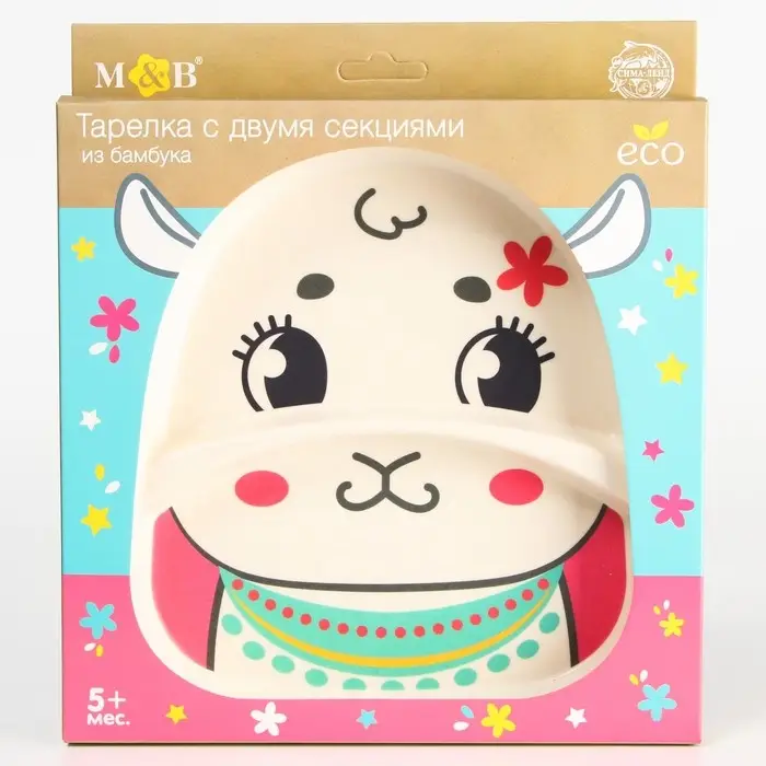 Тарелка детская из бамбука M&B &laquo;Малышки&raquo;, 2 секции, МИКС