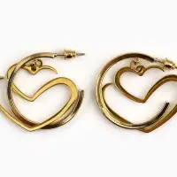 Серьги кольца с подвесом сердцем &laquo;Для нежного образа&raquo;, 3 см