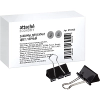 Зажимы для бумаг 25мм 12шт/уп, в карт,кор, цвет черный