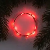 Гирлянда &laquo;Нить&raquo; 1 м роса. IP20, нить серебристая, 10 LED, 4.6 В, AG13&times;3 (в комплекте), 3 режима, свечение красное