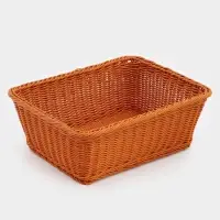 Корзина для продуктов Доляна, 40&times;30&times;15 см, пластик, плетёная, коричневая
