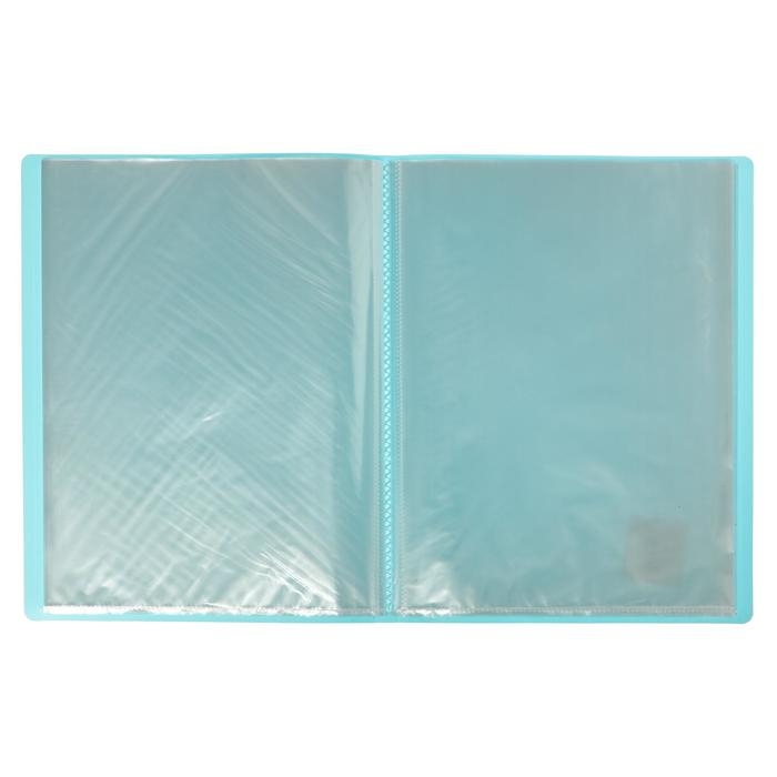 Папка А4 Calligrata, 60 прозрачных вкладышей, 500 мкм, бирюзово-голубой Папка А4 Calligrata, 60 прозрачных вкладышей, 500 мкм, бирюзово-голубой