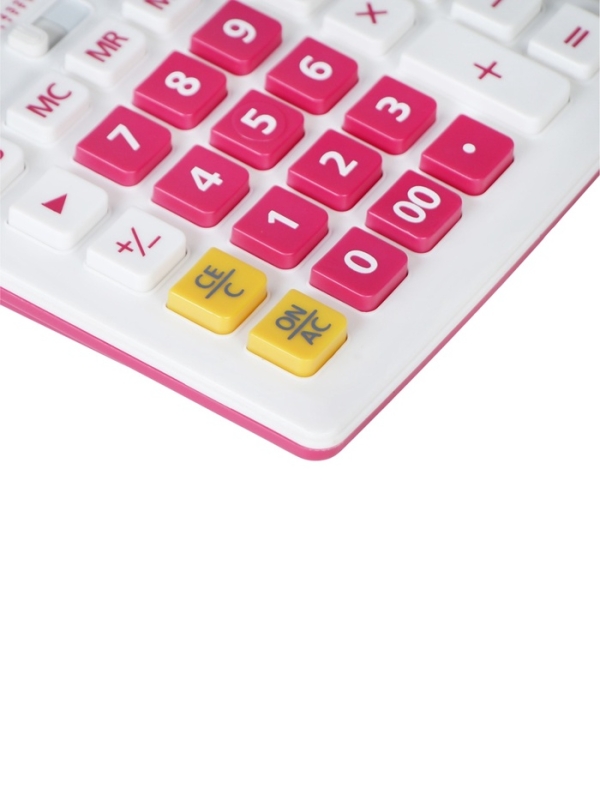 Калькулятор настольный 12-разрядный КК-1200C, белый/бордовый Калькулятор настольный 12-разрядный КК-1200C, белый/бордовый