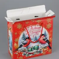 Коробка подарочная складная "Снегири" 23 х 10 х 23 см Коробка подарочная складная "Снегири" 23 х 10 х 23 см