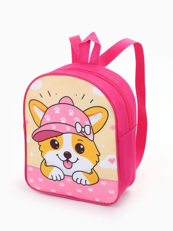 Рюкзак детский 22*8,5*25,5, отд на молнии, корги розовый