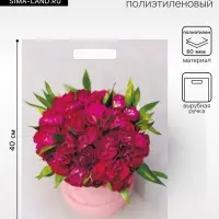 Пакет &laquo;Букет пионов&raquo;, полиэтиленовый, с вырубной ручкой, 31&times;40 см, 60 мкм