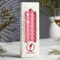 Набор свечей витых, 2.3&times;24.5 см, 5 ч, 50 г, 4 шт., св. розовый, в подарочной коробке