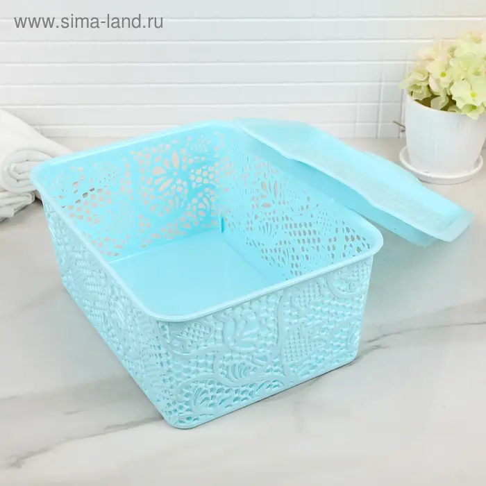 Контейнер пластиковый для хранения с крышкой «Тюльпаны», 27×18×11 см, цвет МИКС Контейнер пластиковый для хранения с крышкой «Тюльпаны», 27×18×11 см, цвет МИКС