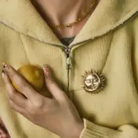 Брошь &laquo;День и Ночь&raquo;, цвет матовое золото