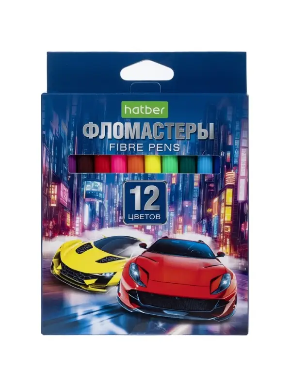 Фломастеры 12цв, Hatber, ЭКО, Дрифт, карт.уп, европодвес 89907