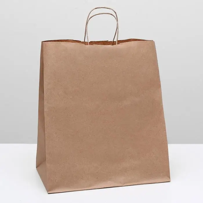 Пакет крафт без печати, круглая ручка 32×18×37 см Пакет крафт без печати, круглая ручка 32×18×37 см