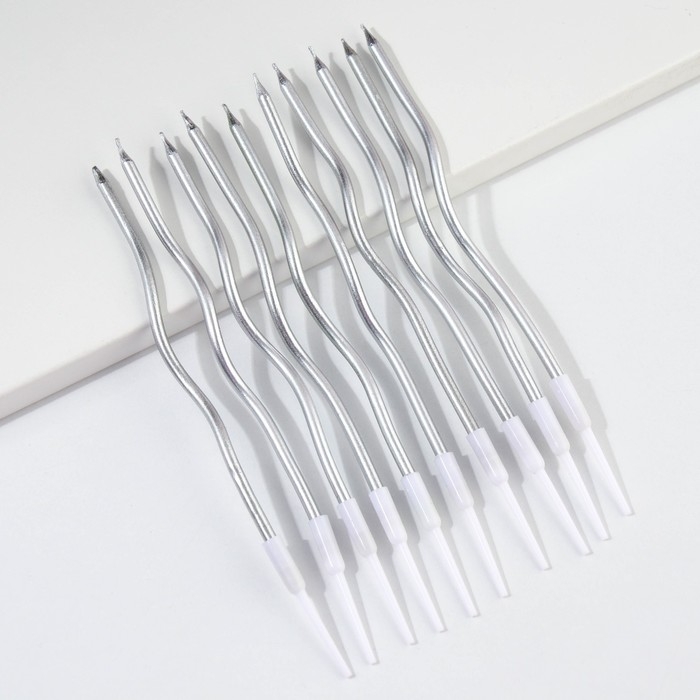 Свечи для торта «Для твоего праздника», серебряные, 10 шт., 15 х 0,5 см Свечи для торта «Для твоего праздника», серебряные, 10 шт., 15 х 0,5 см