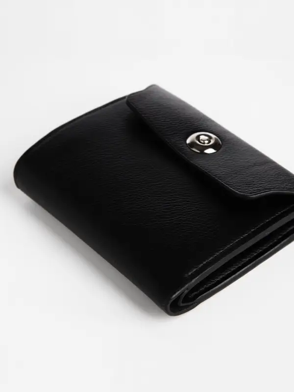 Портмоне мужское на магните, три сложения, отдел для купюр, для карт, для монет, чёрное