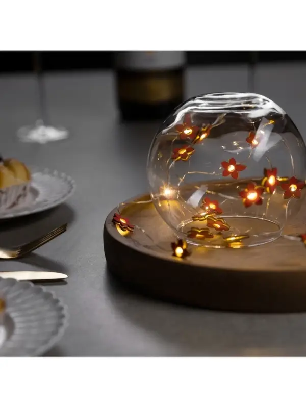 Гирлянда &laquo;Нить&raquo; 2 м роса с насадками &laquo;Цветок&raquo;, IP20, серебристая нить, 20 LED, батарейки ААх2 (нет в комплекте), свечение тёплое белое