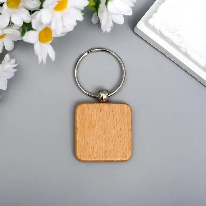 Брелок дерево под нанесение  Брелок дерево под нанесение "Квадрат" закруглённые углы 4х4 см