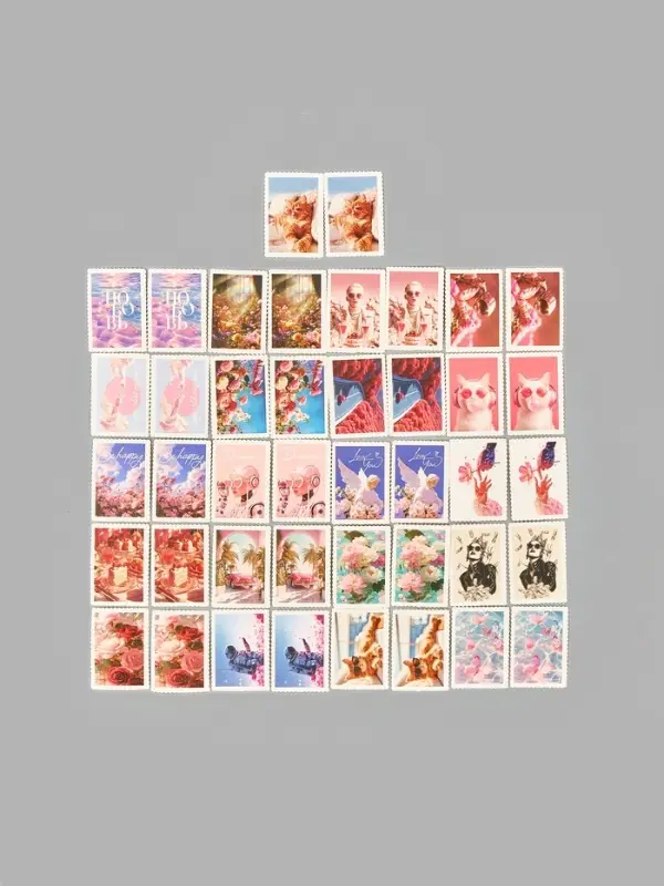 Наклейки для подарков "Цветы", 42 штуки в коробке. 3 х 4 см