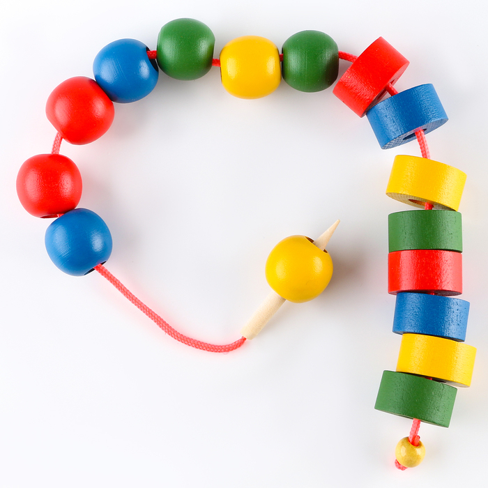 Шнуровка «Шарики и шайбочки», бусы геометрические цветные Шнуровка «Шарики и шайбочки», бусы геометрические цветные