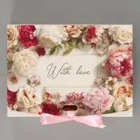 Коробка подарочная самосборная With love, 16.5&times;12&times;5 см, с лентой