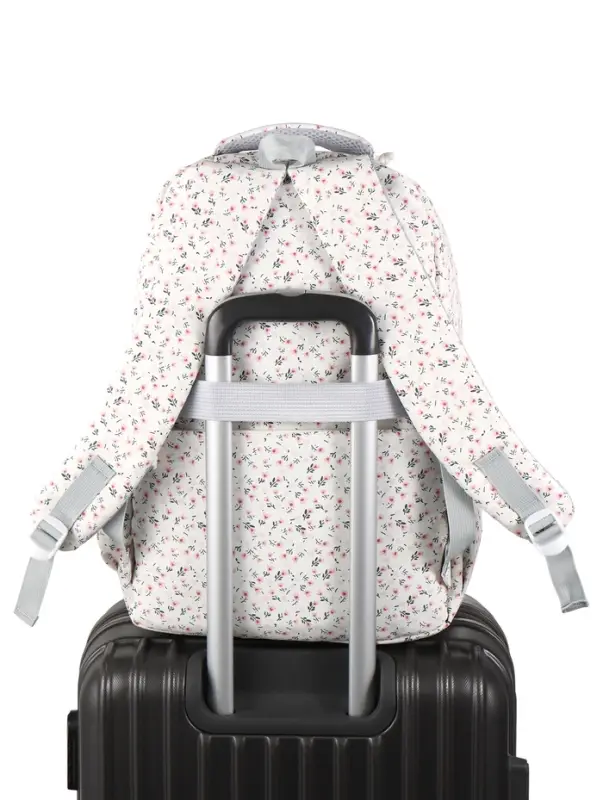 Рюкзак школьный для девочки &laquo;Цветочки&raquo;, 4 кармана, 31&times;13&times;48 см, белый