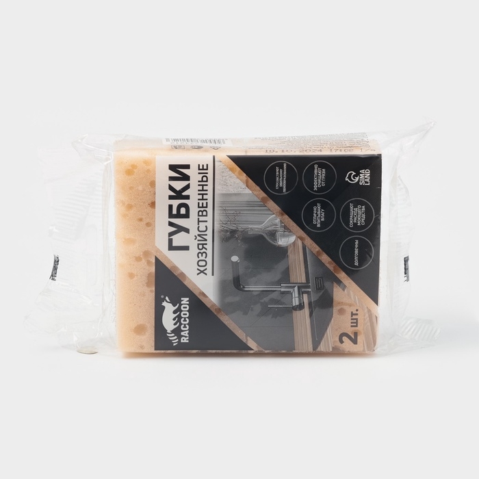 Набор губок для мытья посуды Raccoon «Ренессанс», 2 шт, 9×6,5×3,5 см, крупнопористый поролон, бежевый Набор губок для мытья посуды Raccoon «Ренессанс», 2 шт, 9×6,5×3,5 см, крупнопористый поролон, бежевый