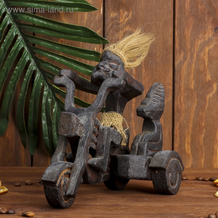 Сувенир «Абориген на мотоцикле», 20 см, дерево, МИКС Сувенир «Абориген на мотоцикле», 20 см, дерево, МИКС