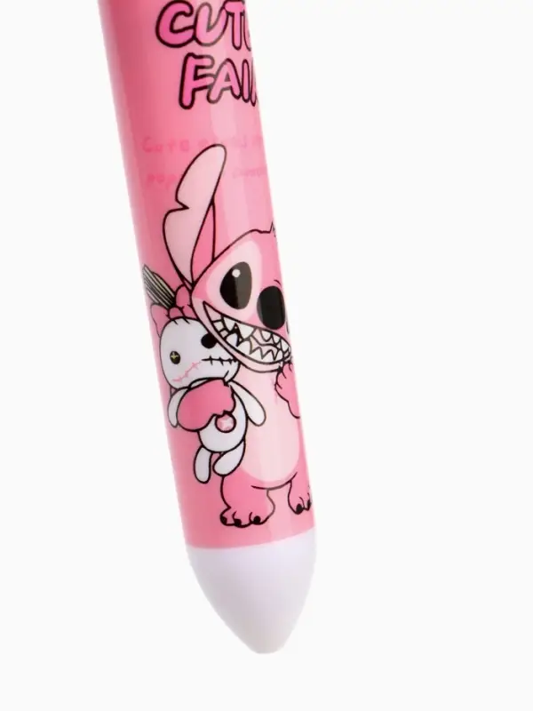 Ручка многоцветная 10 цветов Стич, розовый