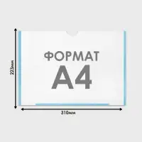 Карман плоский А4, 22.3&times;0.2&times;31 см, с двухсторонним скотчем для крепления ПЭТ 0.7 мм (горизонтально)