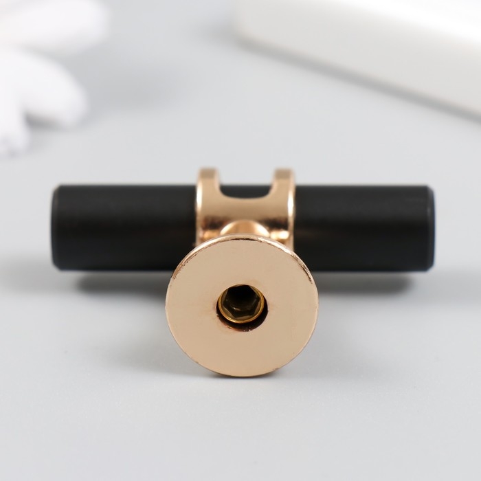 Ручка для шкатулки металл Ручка для шкатулки металл "Минимализм" чёрная с золотом 2х5х3,5 см