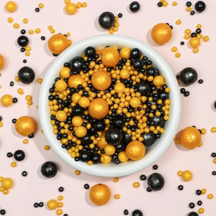 Кондитерская посыпка Кондитерская посыпка "Жемчуг", чёрный, золотой, 50 г