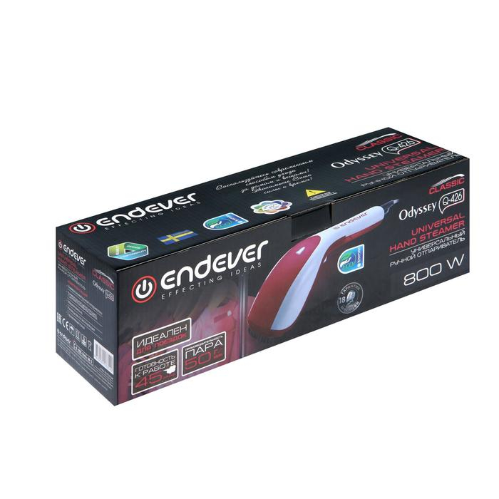 Отпариватель Endever Odyssey Q-426, ручной, 800 Вт, 50 г/мин, 0.05 л, бело-красный Отпариватель Endever Odyssey Q-426, ручной, 800 Вт, 50 г/мин, 0.05 л, бело-красный