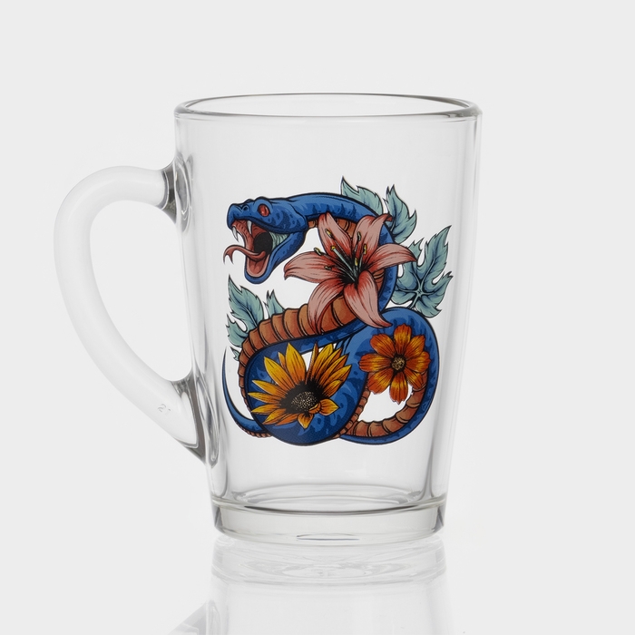 Кружка стеклянная кофейная «Цветы и змеи», 300 мл, МИКС
