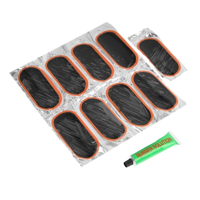 Набор заплаток для ремонта шин: 9 шт + клей Набор заплаток для ремонта шин: 9 шт + клей