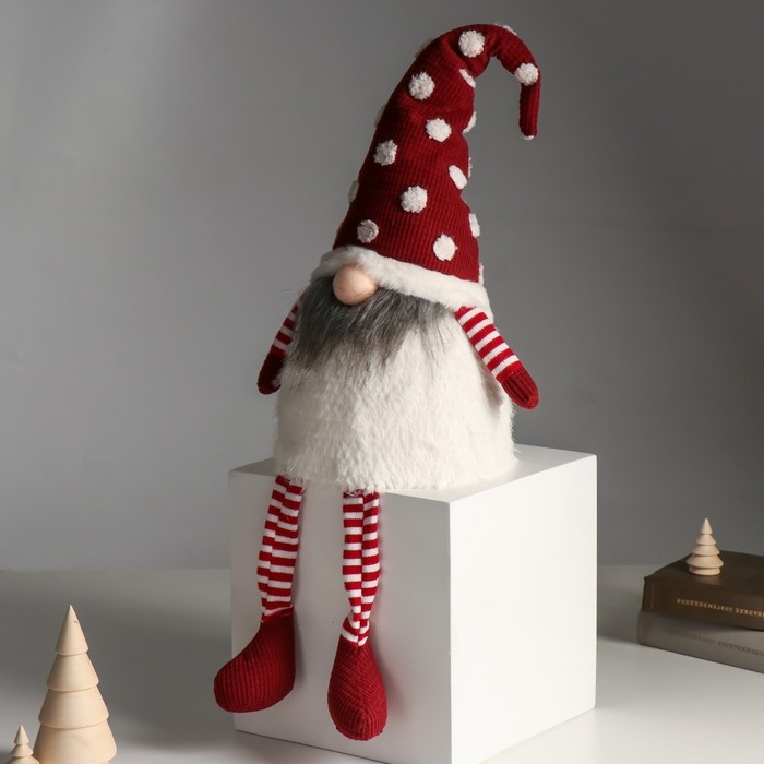 Кукла интерьерная свет Кукла интерьерная свет "Гном в красном колпаке в горошек" длинные ножки 22х16х65 см