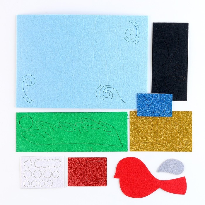 Аппликация из фетра «Новый год! Снегирь на ветке», новогодний набор для творчества Аппликация из фетра «Новый год! Снегирь на ветке», новогодний набор для творчества